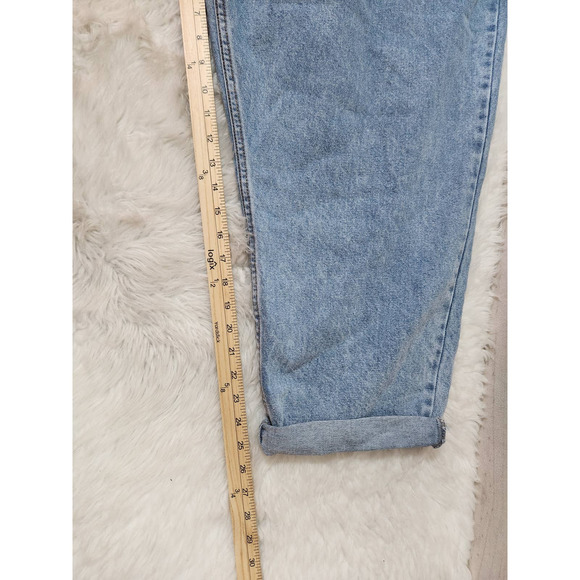 Asos Design‎ Women's Blue Stretch High Rise Roll Tab Straight Mom Jeans Size 22 - Picture 7 of 7
